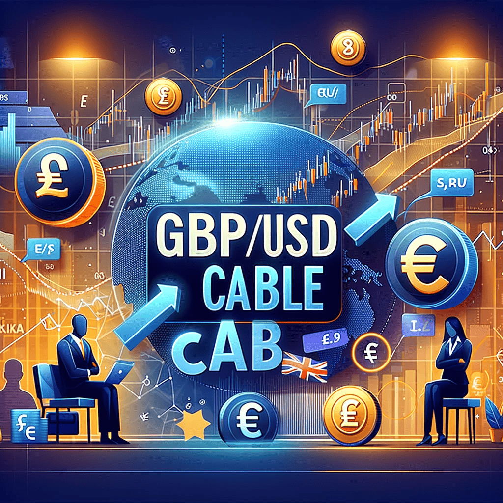 Create an engaging and informative illustration for a forex trading article, specifically emphasizing the GBP_USD currency pair, commonly called Cable